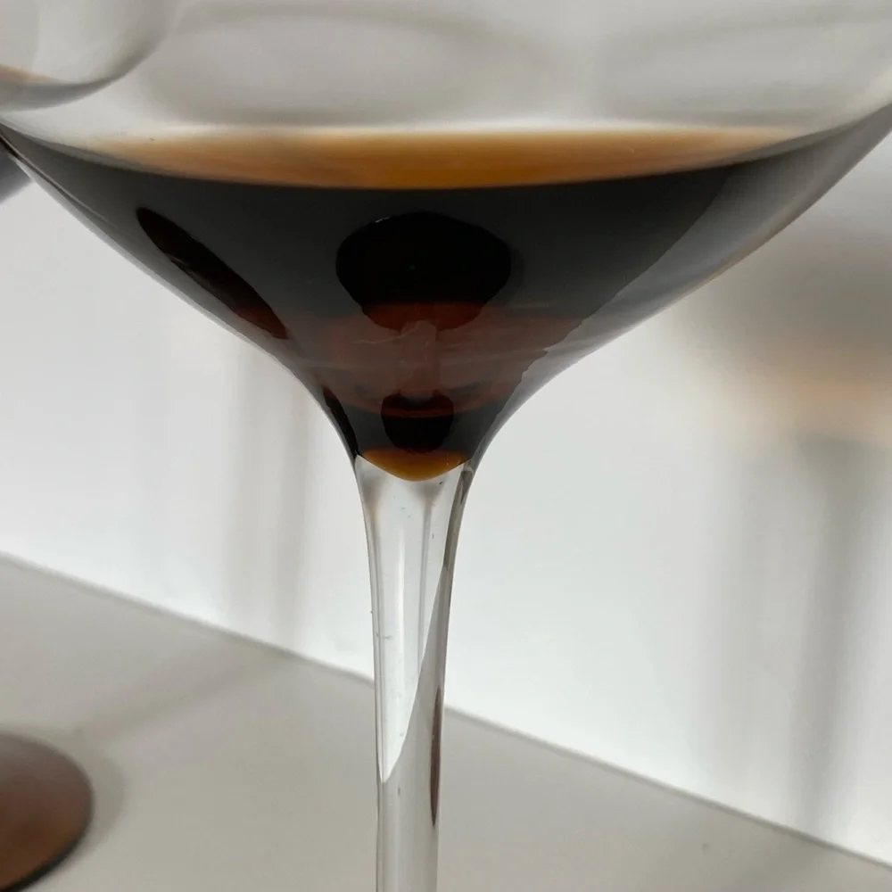 Pier 1 Martini Glasses Elemental Handblown Brown Amber Set of 2 Expresso EUC